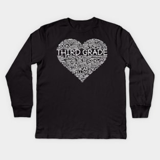 Third Grade Word Heart T-Shirt 3rd Grade Student Teacher Kids Long Sleeve T-Shirt